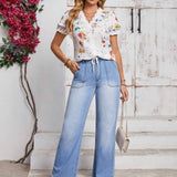 LUNE Pantalones Jeans informales y comodos para mujer con cordon