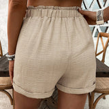 VCAY Pantalon corto plegado con textura para mujer para el verano