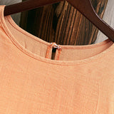 LUNE Camisa de cuello redondo con dobladillo irregular simple de unicolor para mujer