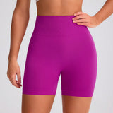 Yoga Basic Shorts deportivos sin costuras de alta elasticidad para mujer, unicolor, diseno sencillo, adecuado para uso diario