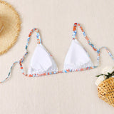 Swim Vcay Top de bikini de cuello halter con estampado aleatorio para playa de verano en talla grande
