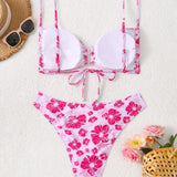 Swim Vcay Conjunto de bikini sexy de verano para playa para mujeres de talla grande con estampado floral