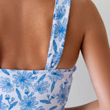 Swim Lushore Top tankini estilo de vacaciones de tirantes finos para mujeres con estampado floral