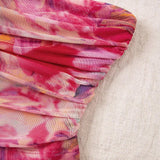 VCAY Top corto tejido de malla con diseno estampado navideno para mujer, ajustado y sin tirantes