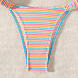 Swim Mod Conjunto de bikini sexy de mujer con rayas de colores de playa de verano