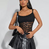 BAE Body de encaje negro transparente de Victoria Secret para el verano, traje de bano de mujer para el concierto del pais y 4 de julio