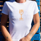 Camiseta corta blanca de manga corta para mujeres con coctel 'SPRITZ SZN' (Temporada de Spritz)