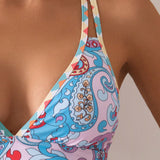 Swim Bikini de moda con estilo de vacaciones estampado para mujeres