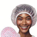 2 piezas Gorros de ducha elasticos y impermeables reutilizables, gorro de ducha de gran tamano para el cuidado del cabello de la mujer, salon, bano, relajacion en el hogar