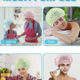 2 piezas Gorros de ducha elasticos y impermeables reutilizables, gorro de ducha de gran tamano para el cuidado del cabello de la mujer, salon, bano, relajacion en el hogar