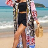 kimono bohemio para mujeres, ropa de playa de verano