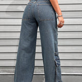 ICON Jeans casuales de mujer con ajuste comodo, con multiples bolsillos de utilidad