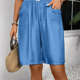EMERY ROSE Shorts de seda de hielo transpirable para mujer, informales y tipo bermuda para el verano