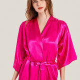 Pijama de Satin de kimono corto con estampado de diamantes para el equipo de novia / damas de honor, 1 pieza