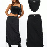 Coolane Conjunto de top tubo y falda de trabajo de estilo callejero de moda para mujer, adecuado para primavera y verano