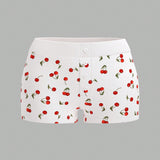 ICON Shorts decorados con imitacion de botones con estampado de cerezas