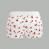 ICON Shorts decorados con imitacion de botones con estampado de cerezas