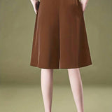 Prive Shorts de alta cintura y ancho de pierna cinco-Bermuda con seis botones estilo de transito para mujer