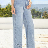 Forever 21 Jeans informales de pierna ancha con bordado grafico estilo resort