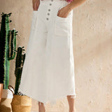 Forever 21 Jeans blancos de pierna ancha con flecos estilo vacaciones del oeste para mujeres, verano