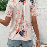 NEW EMERY ROSE Camisa de manga corta para mujer con estampado floral de moda