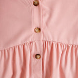 LUNE Blusa de manga corta con cuello en V para mujer de unicolor con botones delanteros para verano