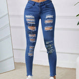 EZwear Jeans de mujer ajustados con bolsillos, diseno desgastado, adecuado para uso diario o viajes