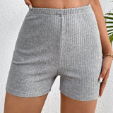 Essnce Pantalones cortos casuales de mujer sexys con textura y aberturas con diseno de hueco