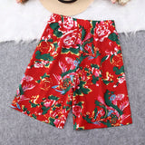 LUNE Shorts casuales con estampado floral y cintura elastica para mujer para vacaciones