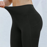 Pantalones de yoga capri ajustados de cintura alta con bolsillo, mallas capri deportivas elasticas para correr y hacer ejercicio, ropa deportiva para mujer