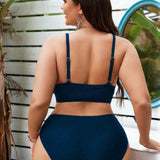 Swim Curve Top de bikini de talla grande de unicolor para uso en la playa