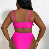 X Lele Pons  Swim Curve Conjunto de bikini para mujer de talla grande con hebilla cuadrada, traje de bano de verano para playa