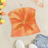 EZwear Top ajustado sin tirantes dulce para mujer con flores de naranja, adecuado para el verano