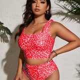 Swim Vcay Conjunto de tankini de talla grande con estampado floral pequeno para playa de verano