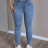 PETITE Pantalones Jeans lavados informales de ajuste delgado