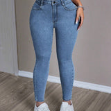 PETITE Pantalones Jeans lavados informales de ajuste delgado