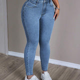 PETITE Pantalones Jeans lavados informales de ajuste delgado