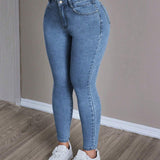 PETITE Pantalones Jeans lavados informales de ajuste delgado