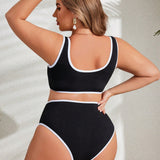 Swim Curve Conjunto de bikini de dos piezas sexy y con volantes para mujer de talla grande para verano en la playa