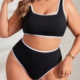 Swim Curve Conjunto de bikini de dos piezas sexy y con volantes para mujer de talla grande para verano en la playa