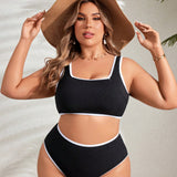 Swim Curve Conjunto de bikini de dos piezas sexy y con volantes para mujer de talla grande para verano en la playa