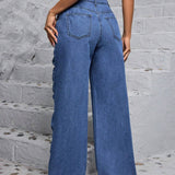 LUNE Jeans de mezclilla simple y sencillo de todos los dias para damas