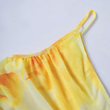 MOD Conjunto de top y falda con escote en un hombro ajustado y plisado con diseno floral de moda de verano