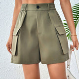 EZwear Shorts casuales lisos de mujer con bolsillos