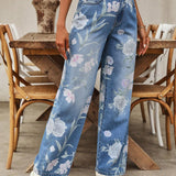LUNE Jeans de pierna recta para combinar en el uso diario de mujeres con patron floral