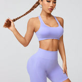 Conjunto de ropa deportiva liso sin costuras de moda para mujer