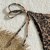 Swim Vcay Bottom del bikini con estampado de leopardo y lazos laterales para mujer, ideal para la playa.