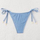 Swim Vcay Bottom del bikini minimalista de moda para mujer con decoracion de concha texturizada