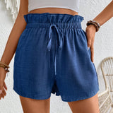 Essnce Shorts de verano de mujer con cintura con bolsa de papel y detalle de nudo