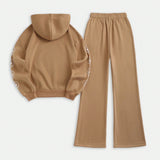 ICON Conjunto de sudadera y pantalon estampado grande de moda para mujer, 2 piezas